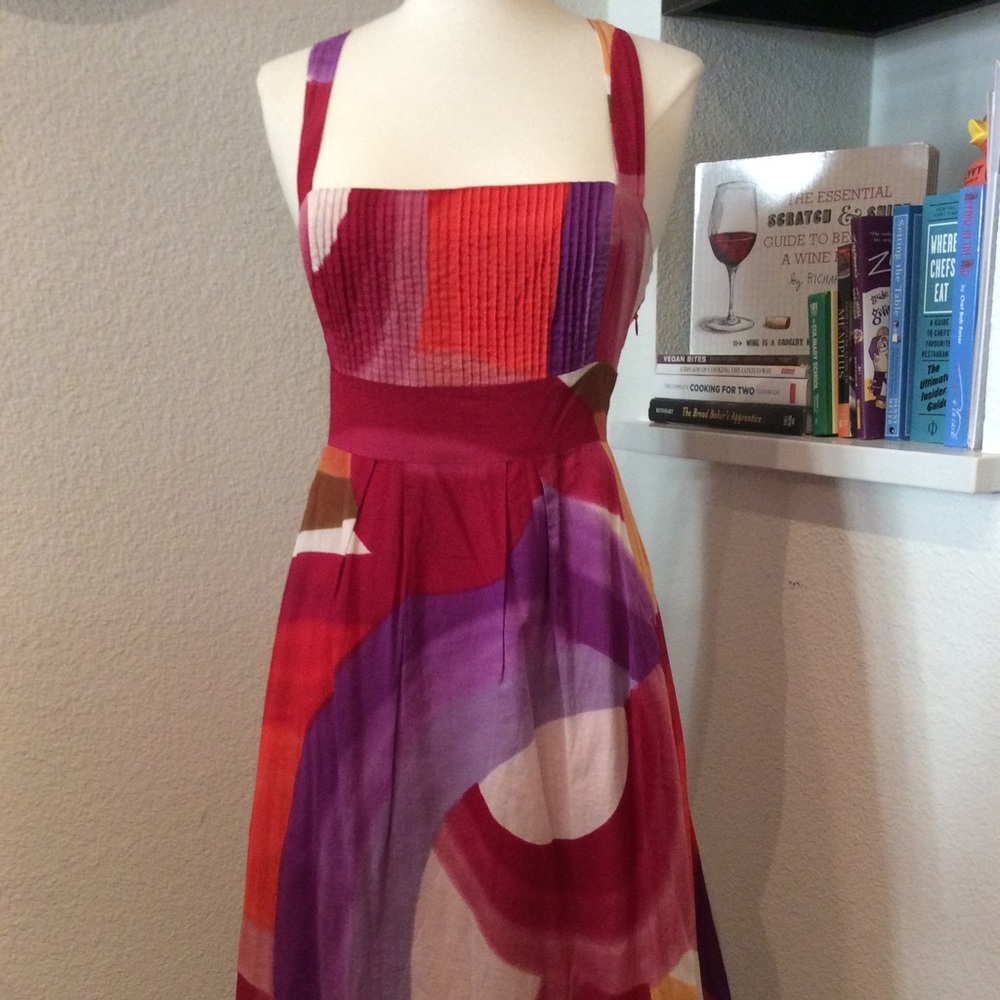 Midi colorful Anthopologie dress with pockets